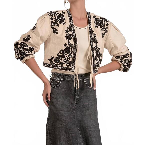 ELAN Jackets & Blazers - NEW ELAN tie front boho jacket in natural/black